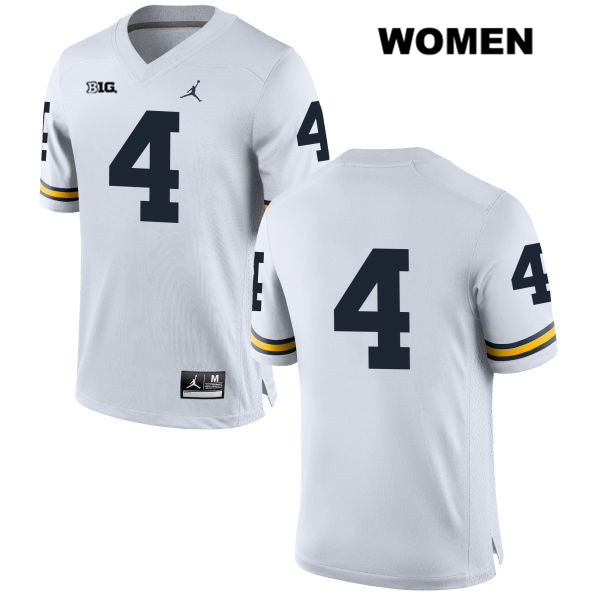 Women's NCAA Michigan Wolverines Reuben Jones #4 No Name White Jordan Brand Authentic Stitched Football College Jersey UV25T01QF